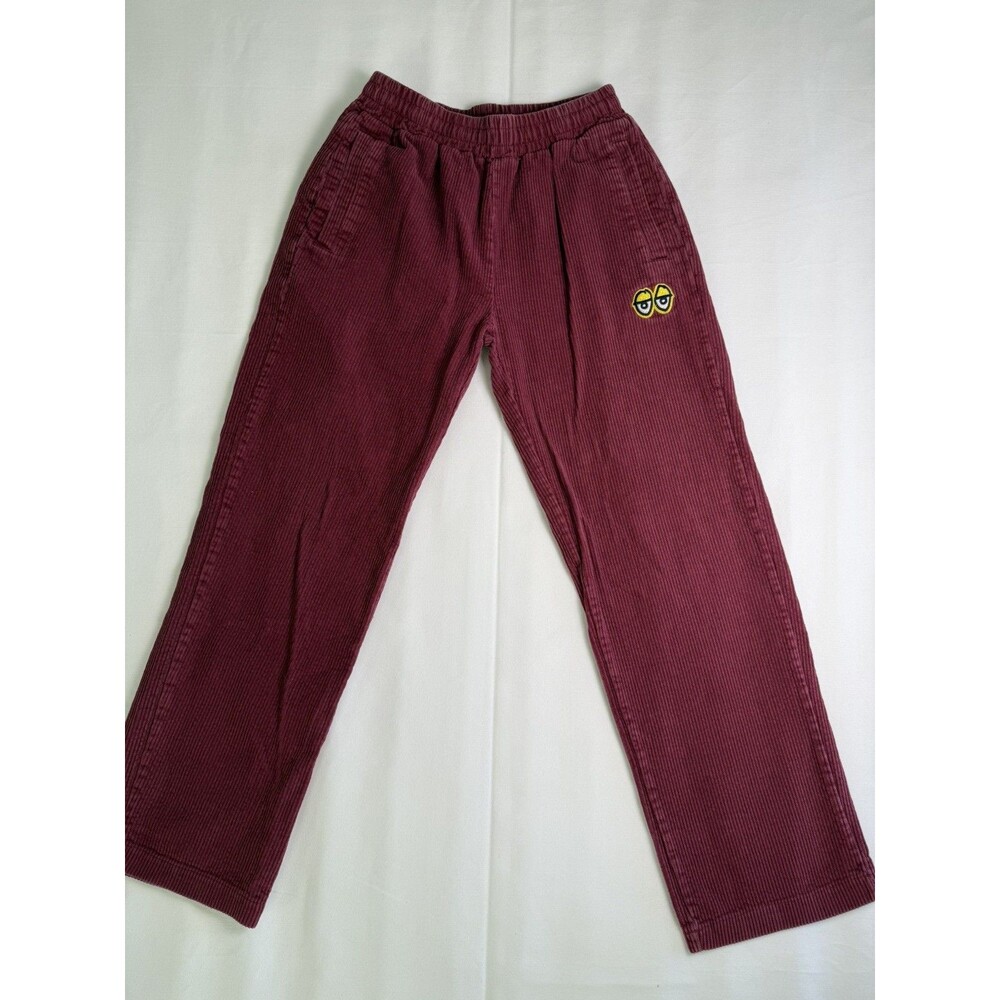 Krooked Get It Strait Burgundy Corduroy Pants S 27" Inseam Straight Drawstring